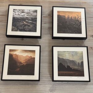 Professionally framed & Signed. Framed Landscape Art Set - Black and Brown Tones